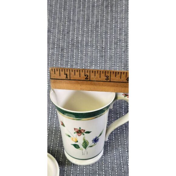 SAINT JAMES HANHOOK FINE CHINA WILD FLOWER CUP WITH LID /COASTER - Picture 7 of 8